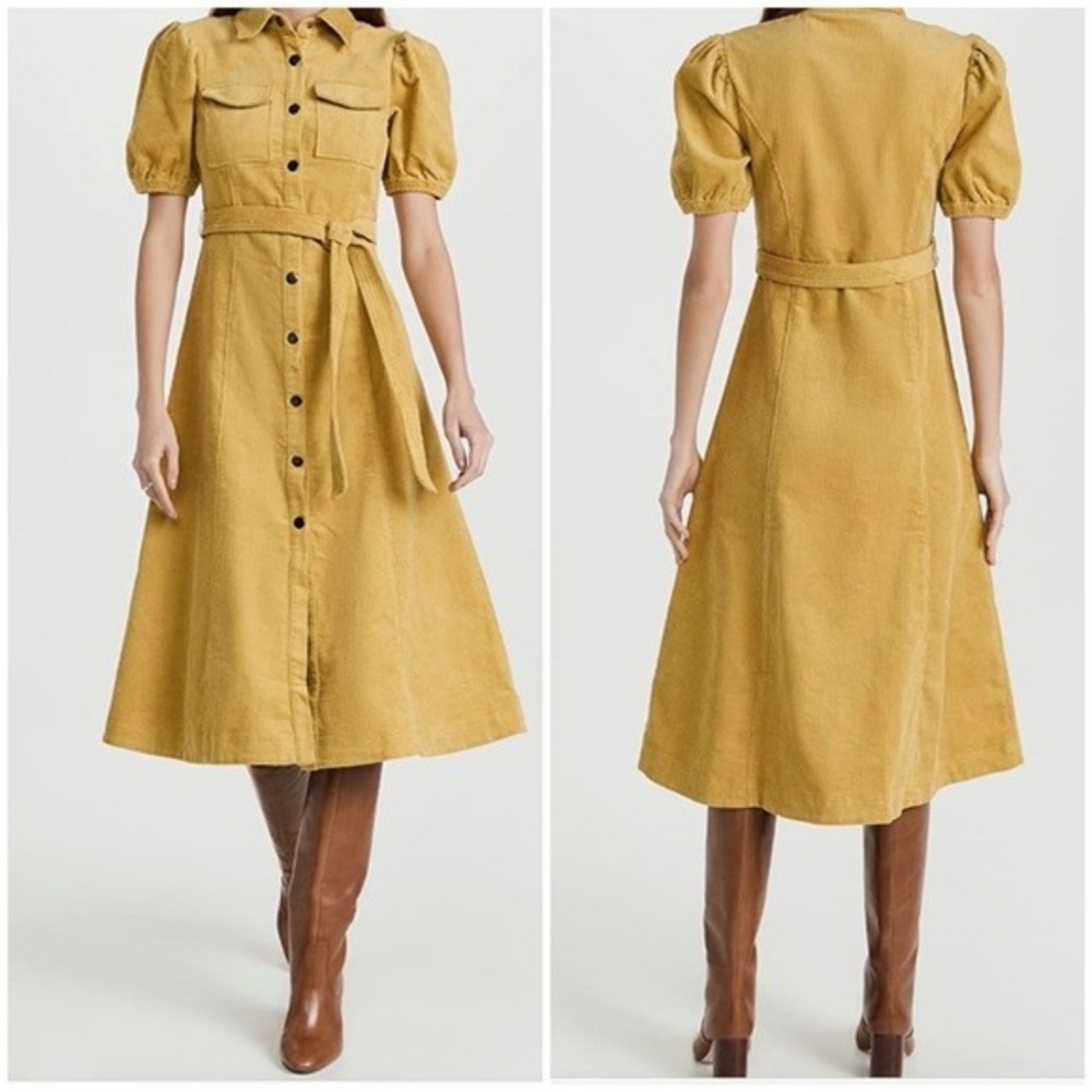 Likley Dress Womens 4 Linsley Corduroy Shirt Yellow Goldenrod Cotton Puff Sleeve